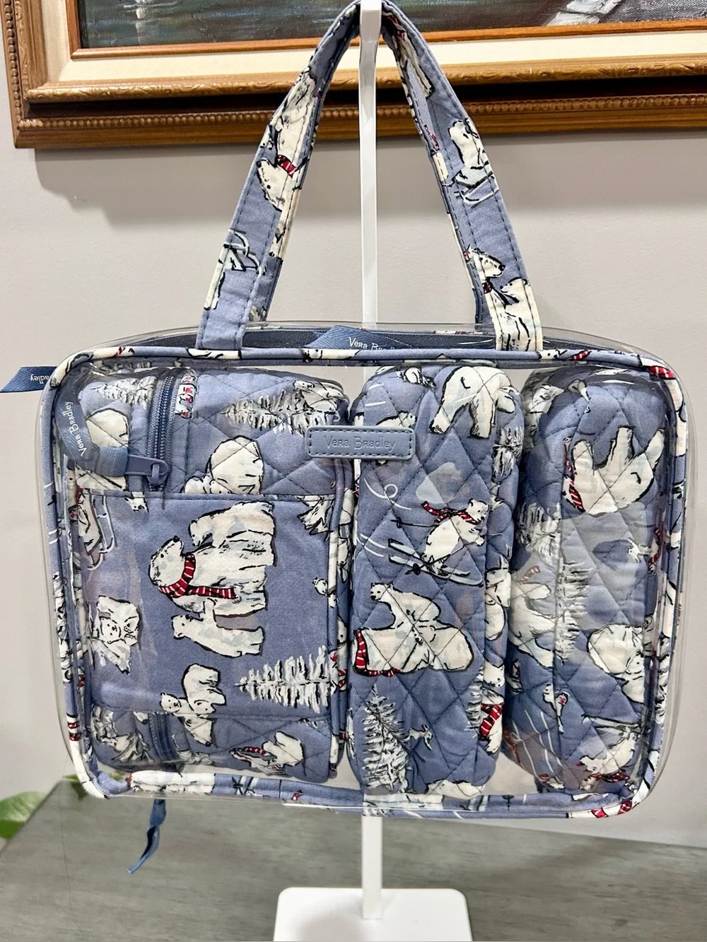 Vera Bradley Quilted Polar Bear 4 in 1 Travel Case Set in Light Blue - Picture 2 of 5